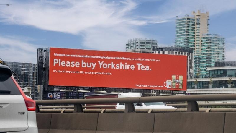 Yorkshire Tea begs Melbournians to buy with a single billboard ad